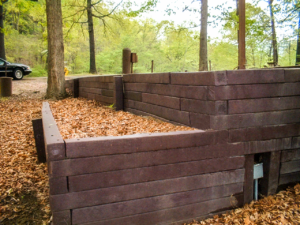 Timber Retaining Wall in Natural Park Landscape | Retaining Wall Supplies